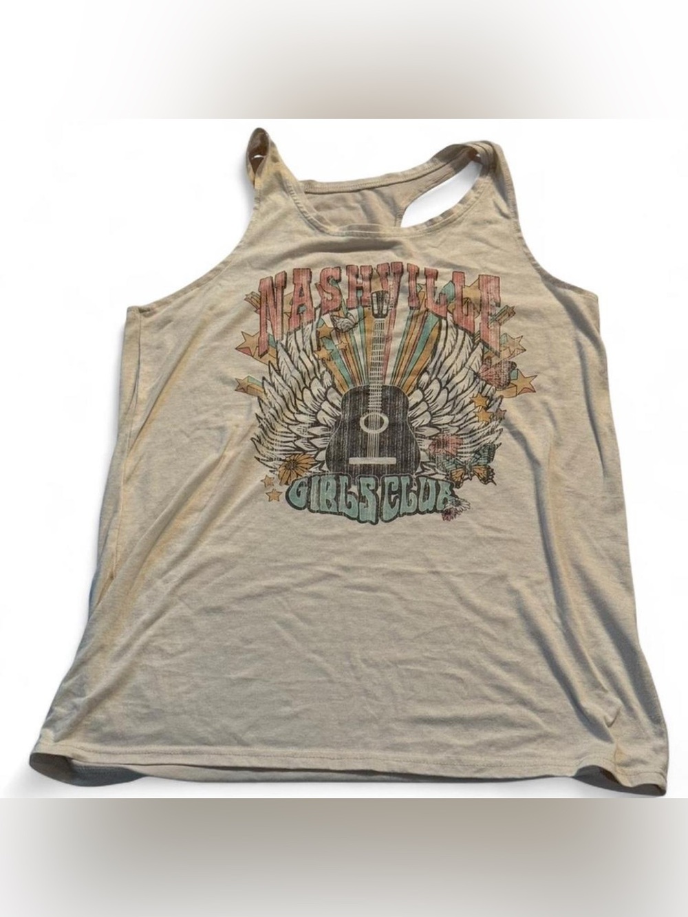 Nashville Graphic Racerback Tank - Cream with Multicolor Print